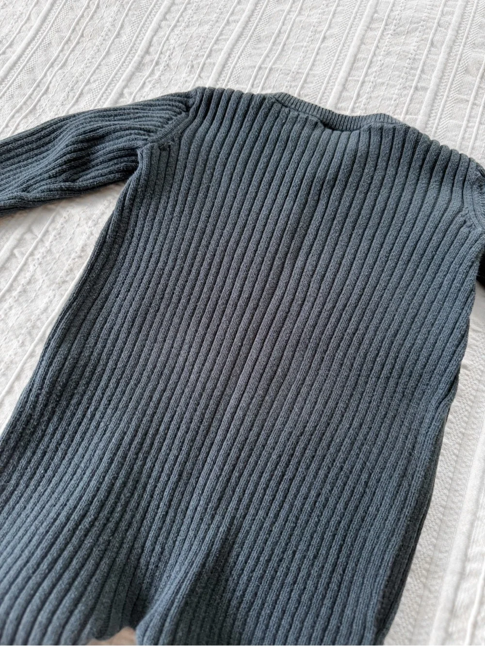 Carter’s Baby Boy Ribbed Knit One-Piece Romper Sweater Jumpsuit in Charcoal Navy
